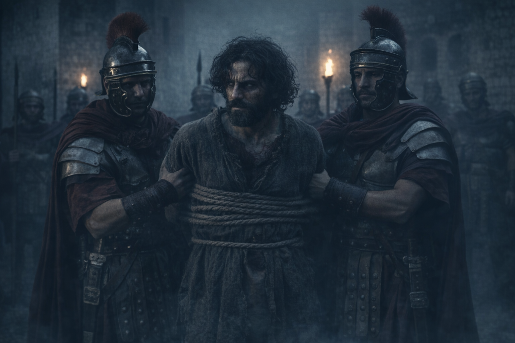 tied up prisoner of Roman guards